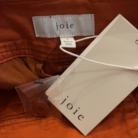 Joie High Waisted Cropped Utility Pants Terracotta Orange Ankle Split Size 2 - Picture 8 of 9
